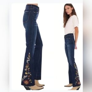 Ashley Mason High Rise Flare Embroidered Boho Jeans Size 9/29